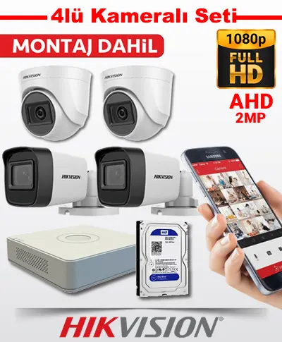 Hikvision AHD 4lü Kamera Sistemi Seti