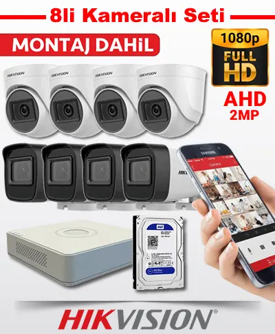 Hikvision AHD 8li Kamera Sistemi Seti