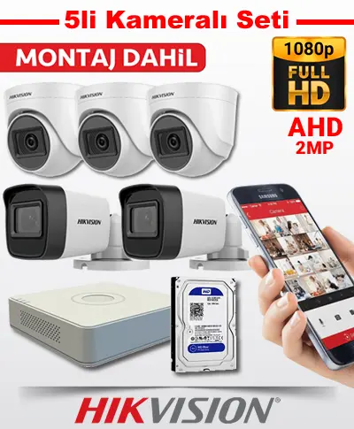 Hikvision AHD 5li Kamera Sistemi Seti